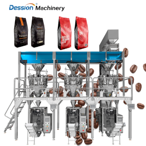 Automatic three-in-one coffee bean packaging machine, high-speed coffee bean packaging machine