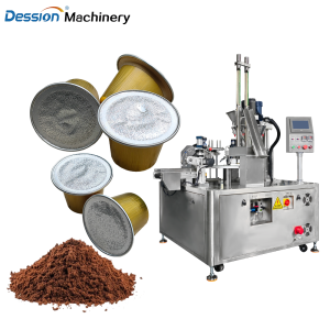Coffee powder capsule packaging machine, rotary coffee powder filling and packaging machine.