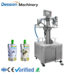 Automatic filling and capping machine for honey, butter and yogurt with suction nozzle