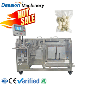 Automatic vacuum packaging machine for meatballs and dried meat in stand-up bags