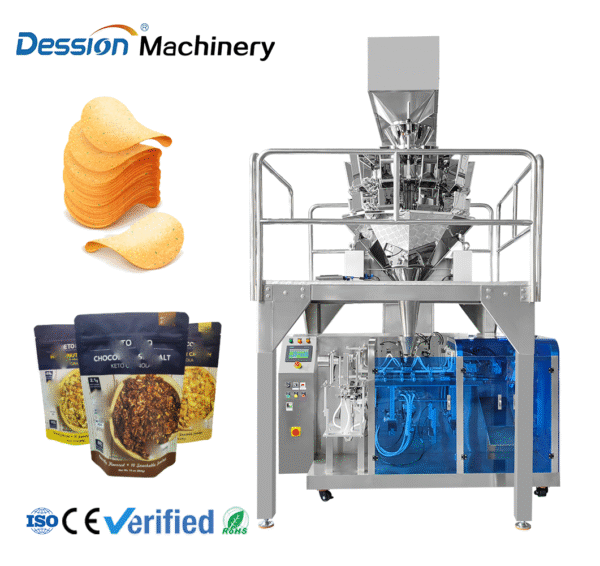 Doypack bag raisin, dried mango, banana chips automatic granule packaging machine