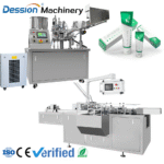 Automatic sealing, filling and packaging line for toothpaste tubes, hoses and facial cleanser hoses