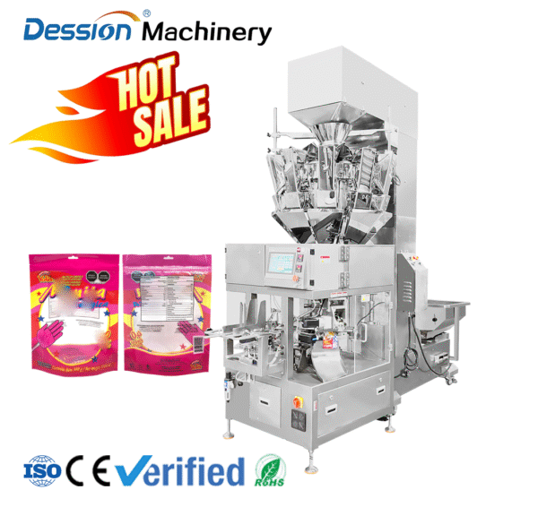 Factory price stand up pouch doypack bag candy, soft candy, hard candy automatic packaging machine