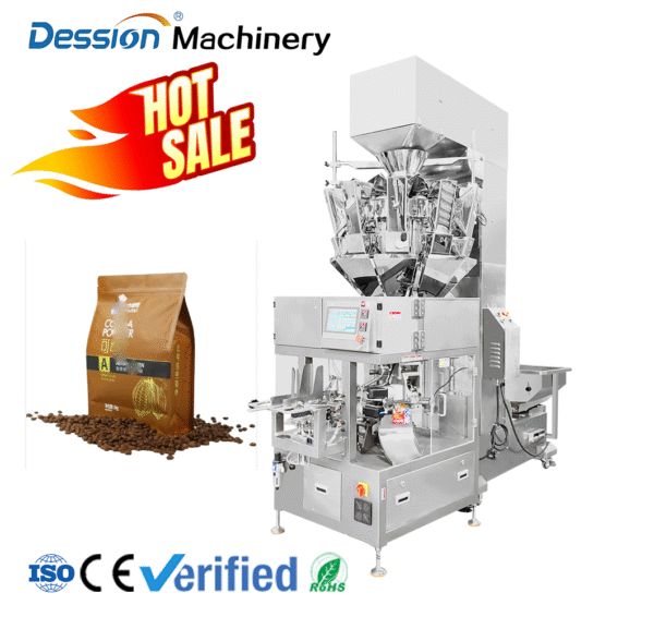 Factory price stand up bag doypack bag automatic packaging machine for coffee beans, chocolate beans and cocoa beans