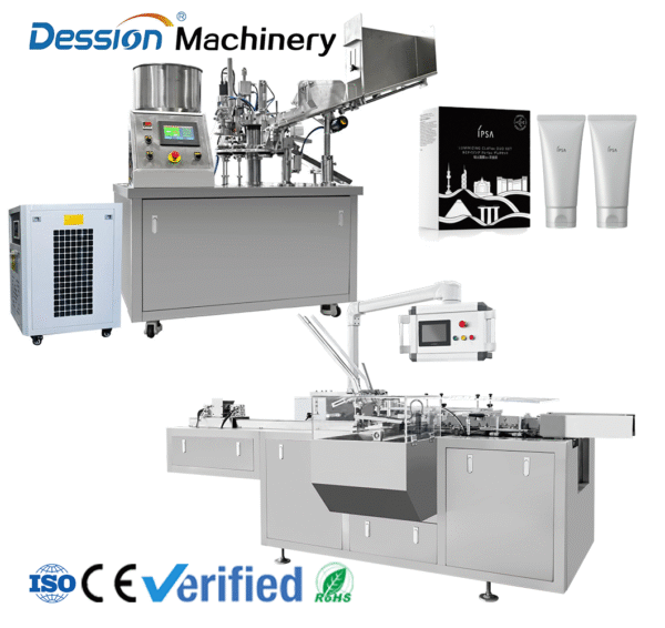Automatic sealing, filling and packaging line for ointment/cosmetics/hair mask tubes