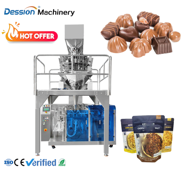 Automatic Candy Mints, Fruit Candies, Milk Candies, Chocolate Sponge Candies Doypack Bag Packaging Machine